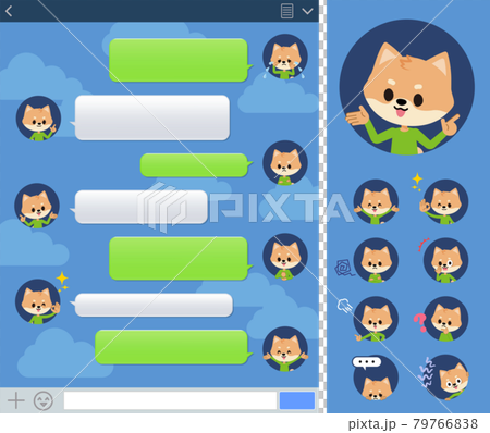 A set of dog boys expressing various emotions on SNS screens 79766838