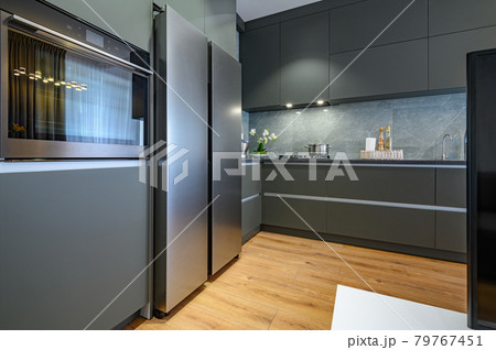 Modern large luxury dark gray kitchen Modern large luxury dark gray kitchen 79767451