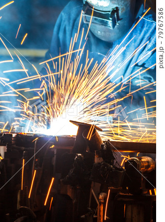 worker with protective mask welding metal worker with protective mask welding metal 79767586
