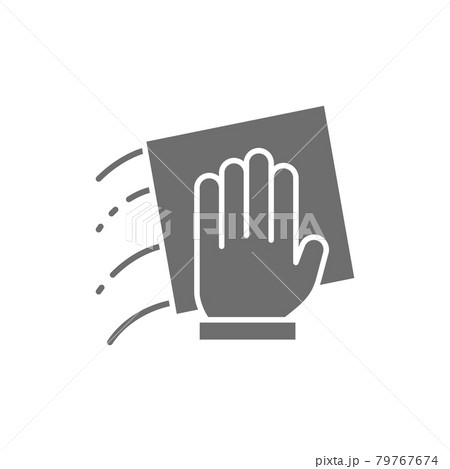 Hand with a rag, cleaning grey icon. Hand with a rag, cleaning grey icon. 79767674