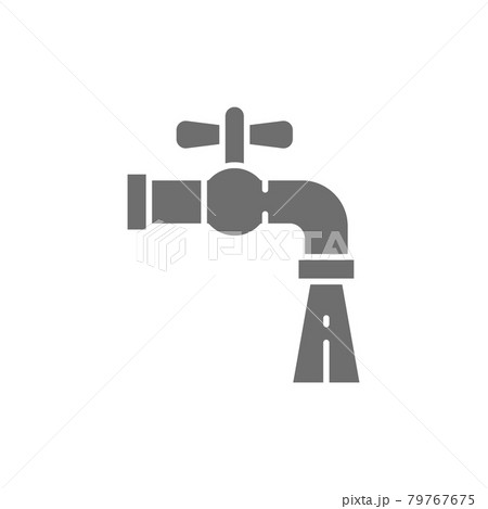 Water tap grey icon. Isolated on white background Water tap grey icon. Isolated on white background 79767675