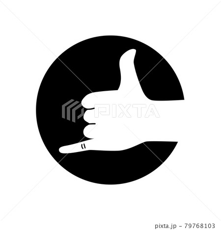 Call me hand gesture black glyph icon. Shaka brah symbol. Pictogram for web page, mobile app, promo. UI UX GUI design element. Editable stroke. 79768103