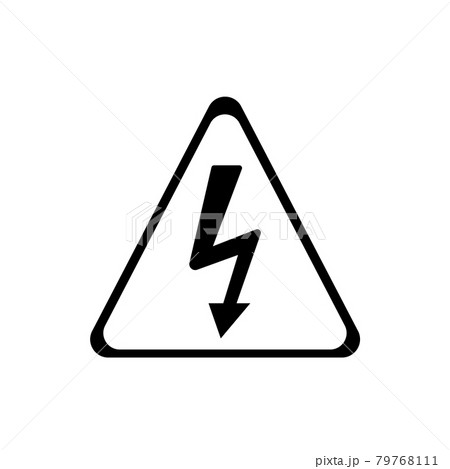 Attention danger of electric shock black element. Caution high voltage. Warning sign. Pictogram for web page, mobile app, promo. UI UX GUI design element. 79768111
