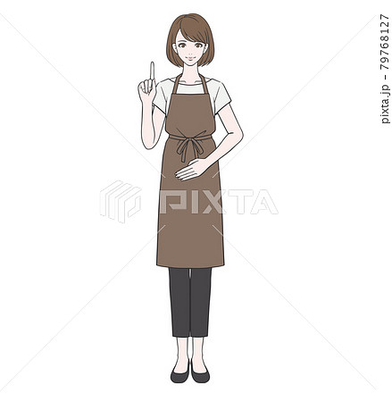 人差し指を立てるカフェ店員のイラスト素材