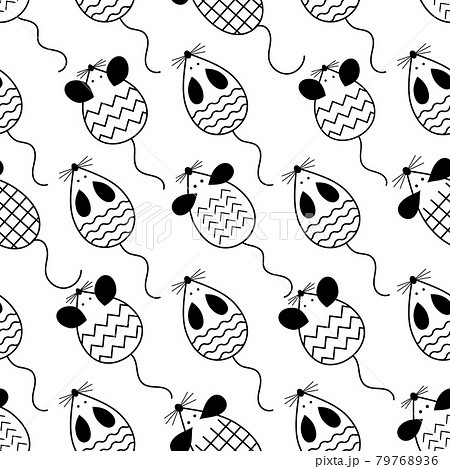 Mouse or cute little rat seamless pattern on white background. 79768936