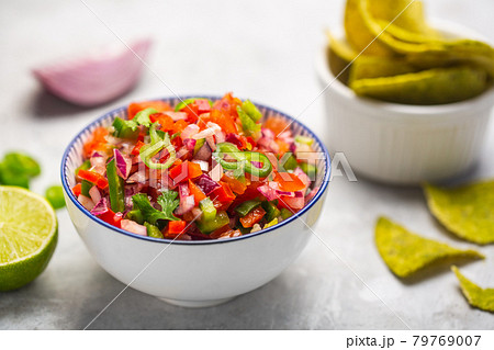 Homemade salsa pico de gallo, mexican cuisine 79769007