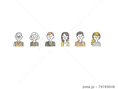 いろんな年齢の人物の上半身アイコンセット 79769046