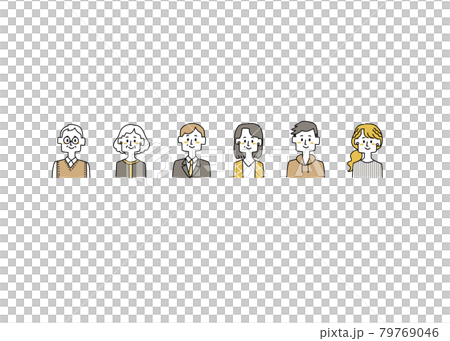 いろんな年齢の人物の上半身アイコンセット 79769046