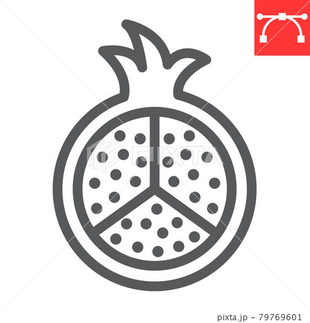 Pomegranate line icon, fruit and punica, garnet sign vector graphics, editable stroke linear icon, eps 10. Pomegranate line icon, fruit and punica, garnet sign vector graphics, editable stroke linear icon, eps 10. 79769601