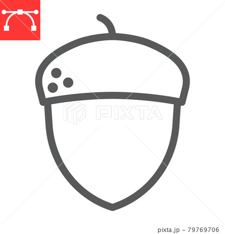 Acorn line icon, thanksgiving and oak seed, oak nut sign vector graphics, editable stroke linear icon, eps 10. Acorn line icon, thanksgiving and oak seed, oak nut sign vector graphics, editable stroke linear icon, eps 10. 79769706
