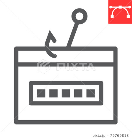 Password phishing line icon, security and theft, hacker attack sign vector graphics, editable stroke linear icon, eps 10. Password phishing line icon, security and theft, hacker attack sign vector graphics, editable stroke linear icon, eps 10. 79769818