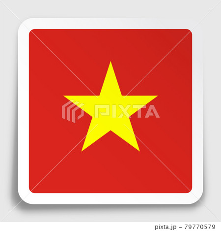Vietnam flag icon on paper square sticker with shadow. Button for mobile application or web. Vector Vietnam flag icon on paper square sticker with shadow. Button for mobile application or web. Vector 79770579