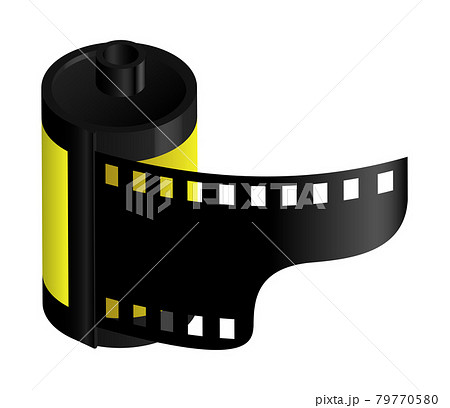 Isometric cylinder with old 35 mm photo film. World Photography Day August 19th. Realistic 3d vector 79770580
