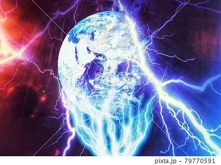 宇宙空間に輝く抽象的な地球のイラストのイラスト素材
