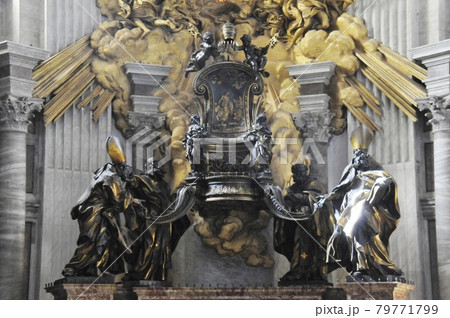 バチカン市国、サンピエトロ大聖堂、聖ペテロの椅子の写真素材