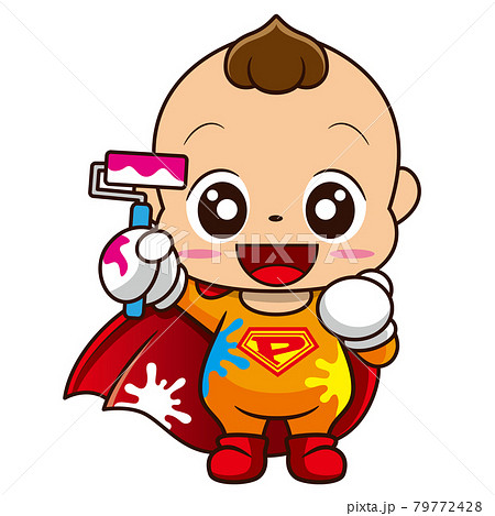 ペンキ屋のキャラクター 赤ちゃんマン のイラスト素材