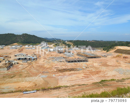 MALACCA, MALAYSIA -JANUARY 31, 2017: Aerial view of construction site in progress during daytime.  79773093
