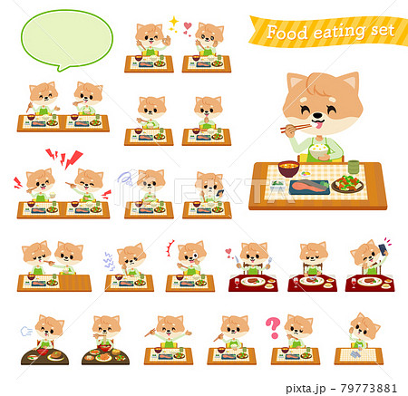 食事に関するイヌの女の子のセット 79773881