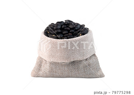 Black beans in the sack isolated on white background Black beans in the sack isolated on white background 79775298