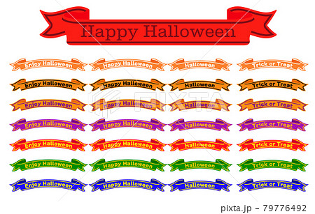 ハロウィン　リボン　テープ　ベクターイラスト 79776492