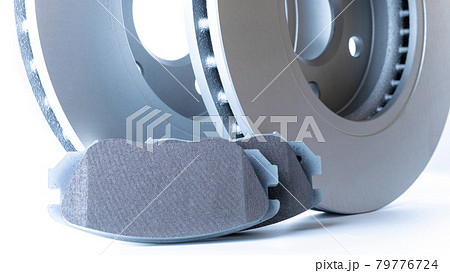 Accessories for cars. New metal car part. Auto motor mechanic spare or automotive piece isolated on white background. Automobile engine service with space for text. 79776724