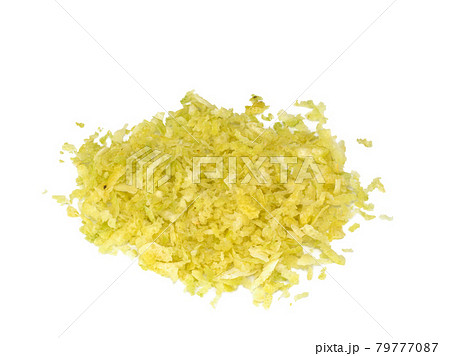 lemon zest isoalted on white, top view 79777087
