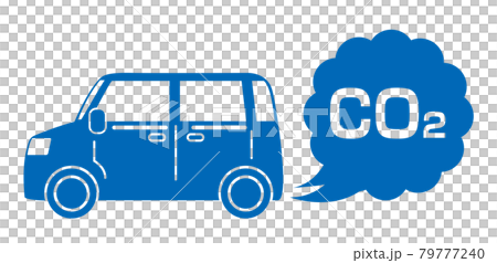 排気ガスを出す車のイラスト素材