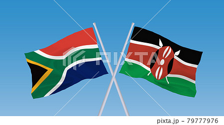 南アフリカ共和国とケニア共和国の国旗のイラスト素材