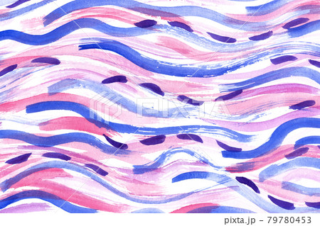 Abstract striped watercolor background. Brush smears, dashed line decoration 79780453