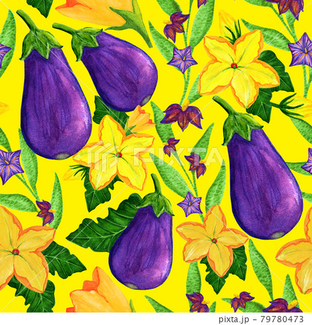 Watercolor eggplant seamless pattern Watercolor eggplant seamless pattern 79780473