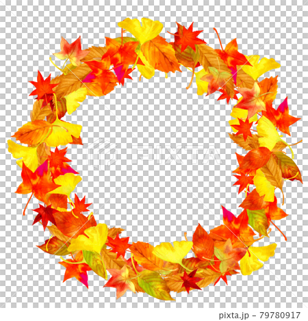 落ち葉の円形フレーム素材 79780917