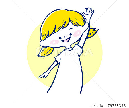 子供のイラスト バイバイ 女の子 のイラスト素材