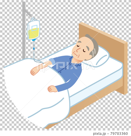 点滴をする高齢者　介護　医療 79783360