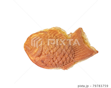 Japan Azuki Taiyaki, a close up of Japanese traditional fish shape red bean paste cake dessert isolated on white background. Japan Azuki Taiyaki, a close up of Japanese traditional fish shape red bean paste cake dessert isolated on white background. 79783759