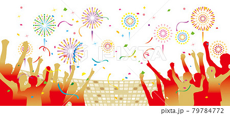 熱狂的にスポーツ観戦する人 79784772