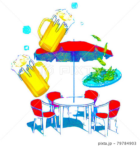 シンプルなビアガーデンのイメージイラストのイラスト素材