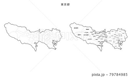 白地図 日本 地区町村入り 東京都のイラスト素材