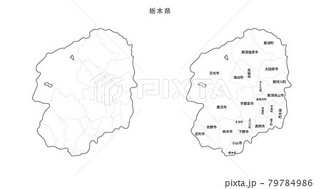 白地図-日本-地区町村入り-栃木県