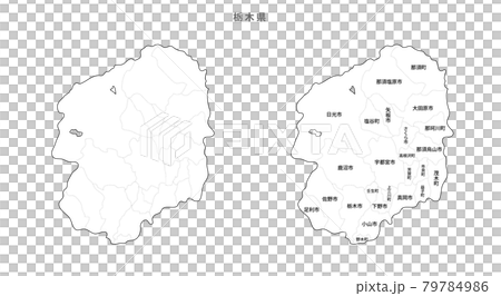 白地図-日本-地区町村入り-栃木県 白地図-日本-地区町村入り-栃木県 79784986