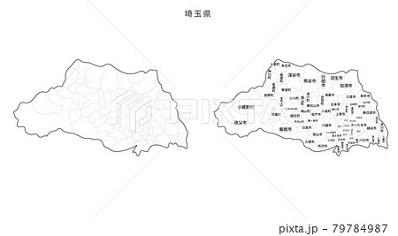 白地図-日本-地区町村入り-埼玉県