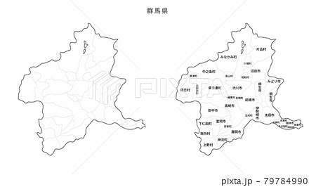 白地図-日本-地区町村入り-群馬県
