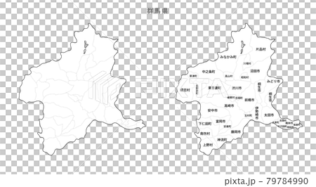 白地図-日本-地区町村入り-群馬県 79784990