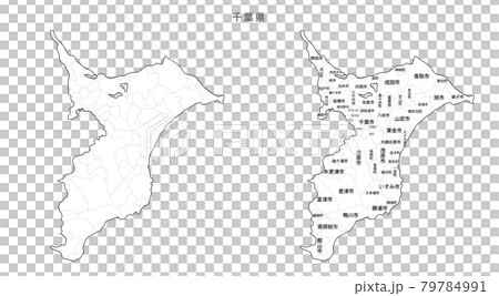 白地図 日本 地区町村入り 千葉県のイラスト素材