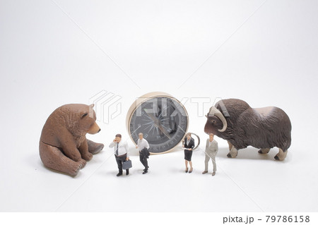 a mini figure of business, bull and bear a mini figure of business, bull and bear 79786158