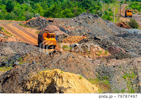 Heavy truck working in the iron ore quarry 79787497