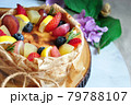 Close up Variety Fruits on Top of New York Cheesecake 79788107