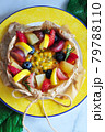 Above of Summer Fruits Cheesecake on Yellow Dish 79788110