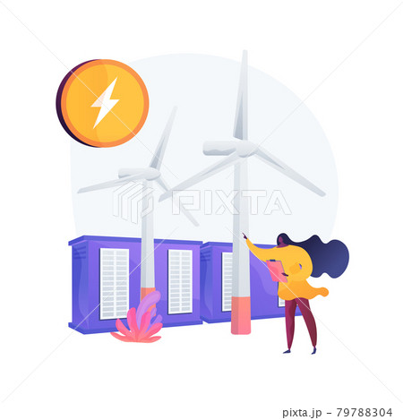 Wind farm with windmills vector concept metaphor. 79788304