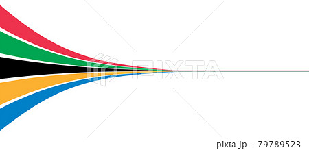 5色のカラフルでダイナミンクなデザインの線のグラフィック 79789523