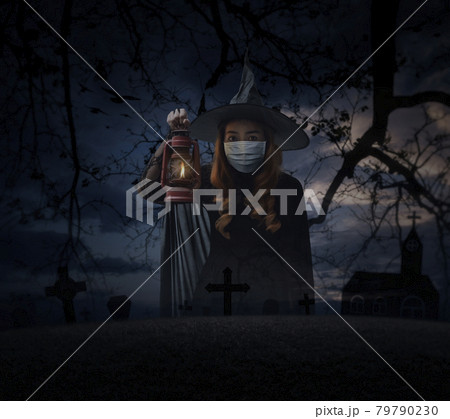 Halloween and coronavirus or covid-19 concept Halloween and coronavirus or covid-19 concept 79790230